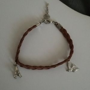 Braided Leather Charm Bracelet